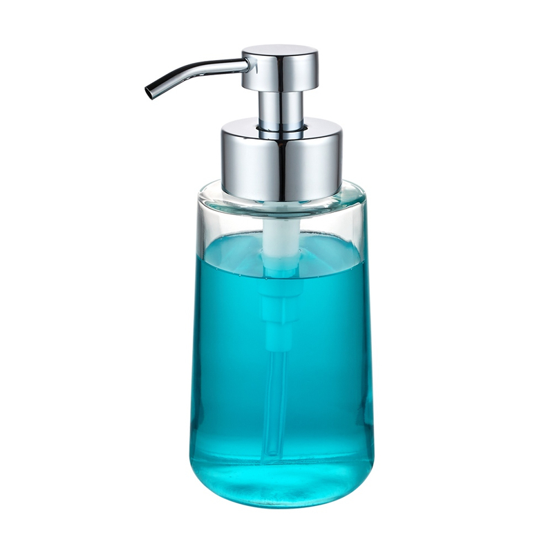 Dispensador de jabón de vidrio LA38 450 ml con bomba de acero inoxidable - versátil para loción y espuma