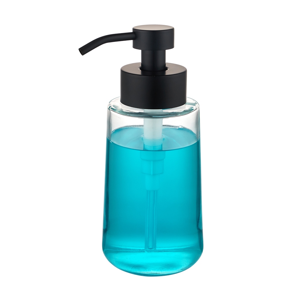 Dispensador de jabón de vidrio LA38 450 ml con bomba de acero inoxidable - versátil para loción y espuma
