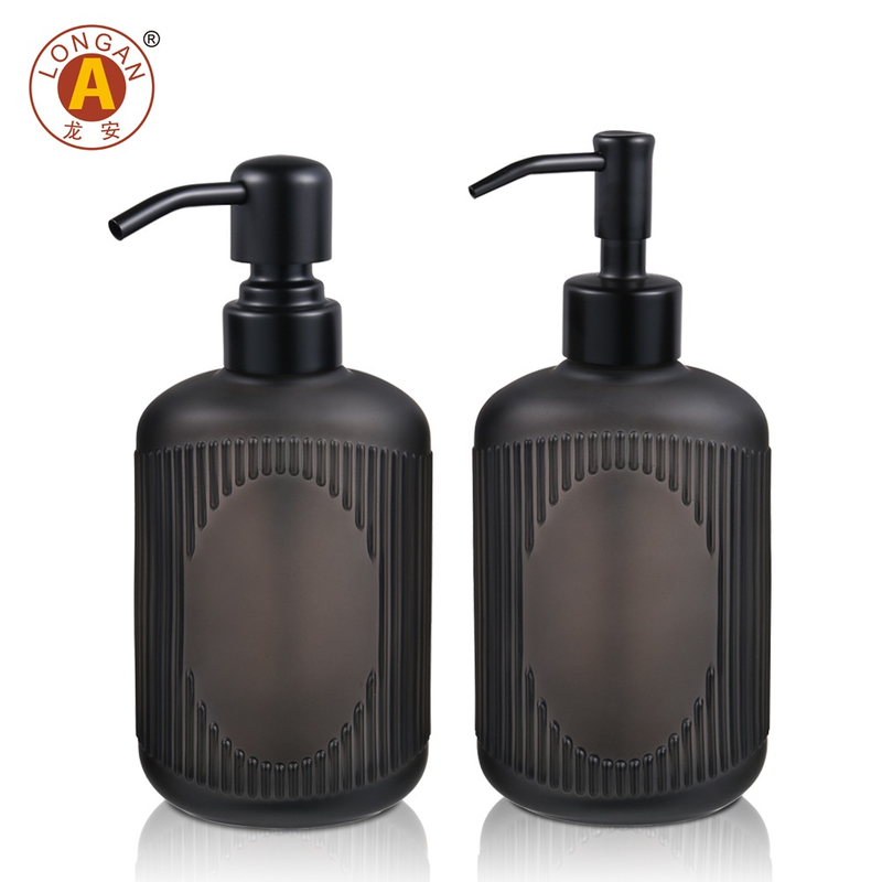 LA08 Dispensador de jabón de vidrio de 300 ml con bomba de acero inoxidable - elegante y duradero