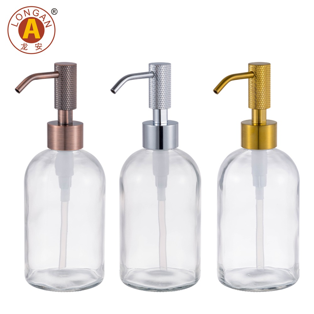 Botella de bomba de jabón de bomba de vidrio de vidrio AMBER T49 para champú