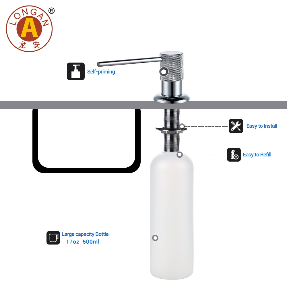 Dispensador de jabón de fregadero de cobre T03 para el plato de cocina y el lavado de manos