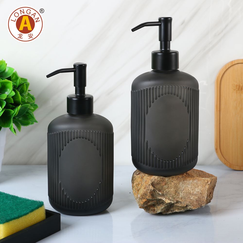 LA08 Dispensador de jabón de vidrio de 300 ml con bomba de acero inoxidable - elegante y duradero